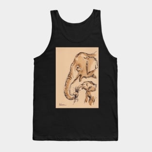 Snack Time:  Baby Elephant & Mama Watercolor Painting #13 Tank Top